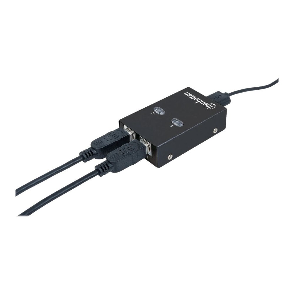 Manhattan Manhattan USB-A Automatic Sharing Switch, 2x USB-B Ports, 480 Mbps (USB 2.0), Dual Control (Auto-Sensing or Manual), Bus...