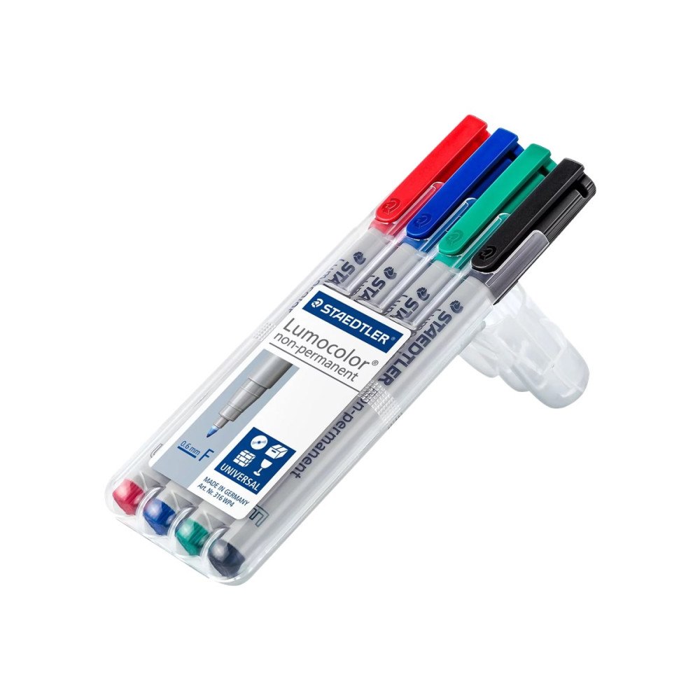STAEDTLER STAEDTLER Lumocolor 316 - markering - svart, röd, blå, grön (paket om 4)