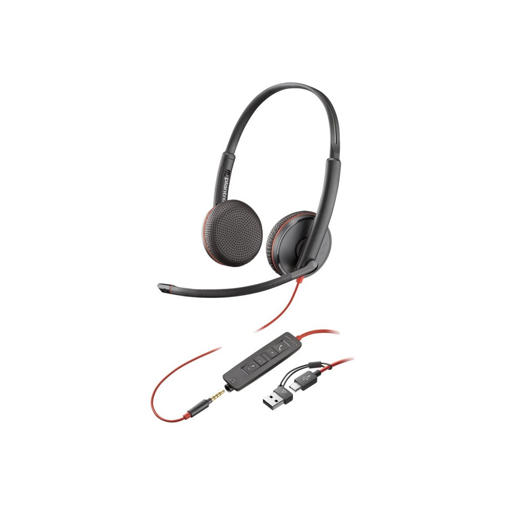 Hewlett-Packard HP Poly Blackwire 3225 - headset - 3,5 mm kontakt, USB-C
