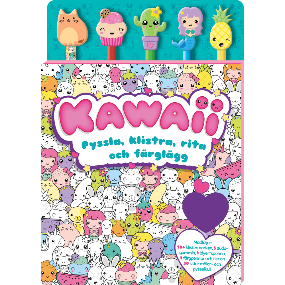 Tukan Förlag Kawaii : Pyssla, klistra, rita och färglägg (bok)