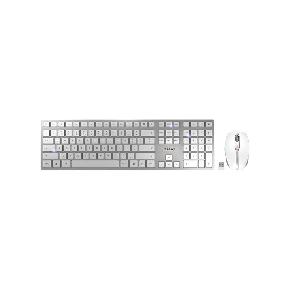 CHERRY CHERRY DW 9100 SLIM - sats med tangentbord och mus - USA med eurosymbol - vit, silver Inmatningsenhet