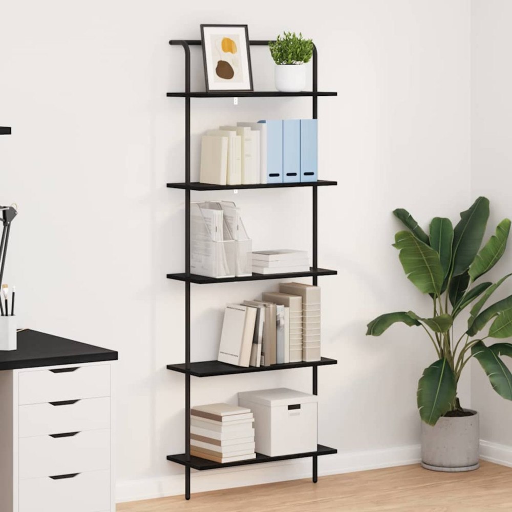 vidaXL Hyllsystem Svart ek 60 x 24 x 168 cm Konstruerat trä