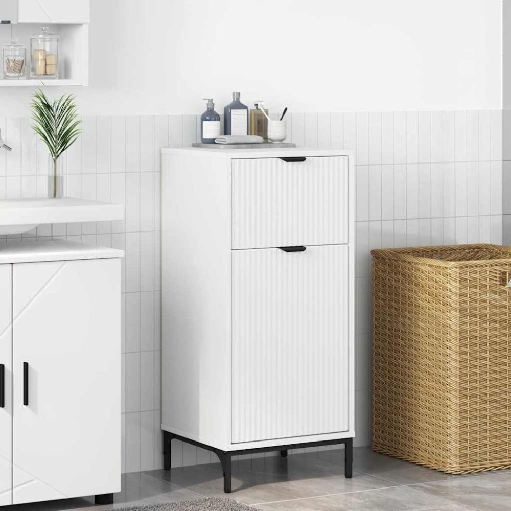 vidaXL Badrumsskåp med låda Vit 39,5 x 36 x 88 cm Konstruerat trä