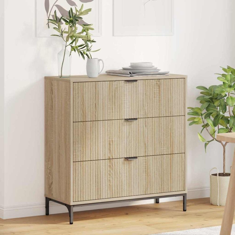 vidaXL Sideboard med låda Sonoma ek 79,5 x 33 x 82 cm Konstruerat trä
