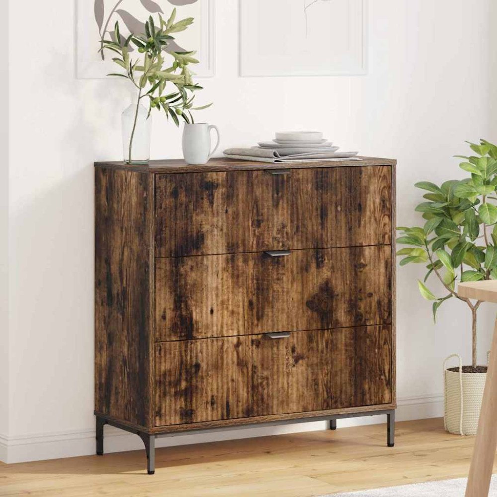 vidaXL Sideboard Rökfärgad ek 79,5 x 33 x 82 cm Konstruerat trä