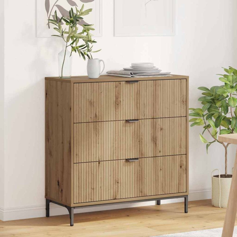 vidaXL Sideboard med låda artisan ek 79,5 x 33 x 82 cm Konstruerat trä