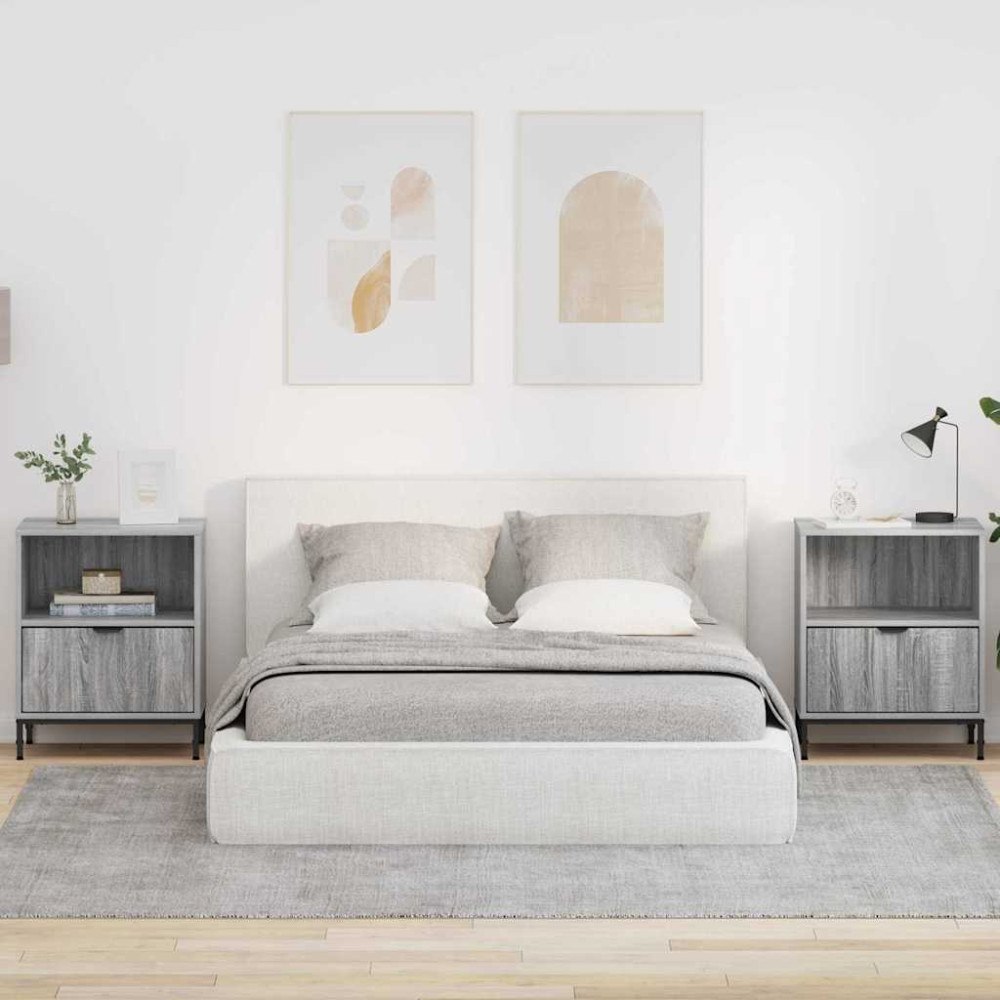 vidaXL Sängbord 2 pcs Grå sonoma 49 x 36 x 61 cm Konstruerat trä