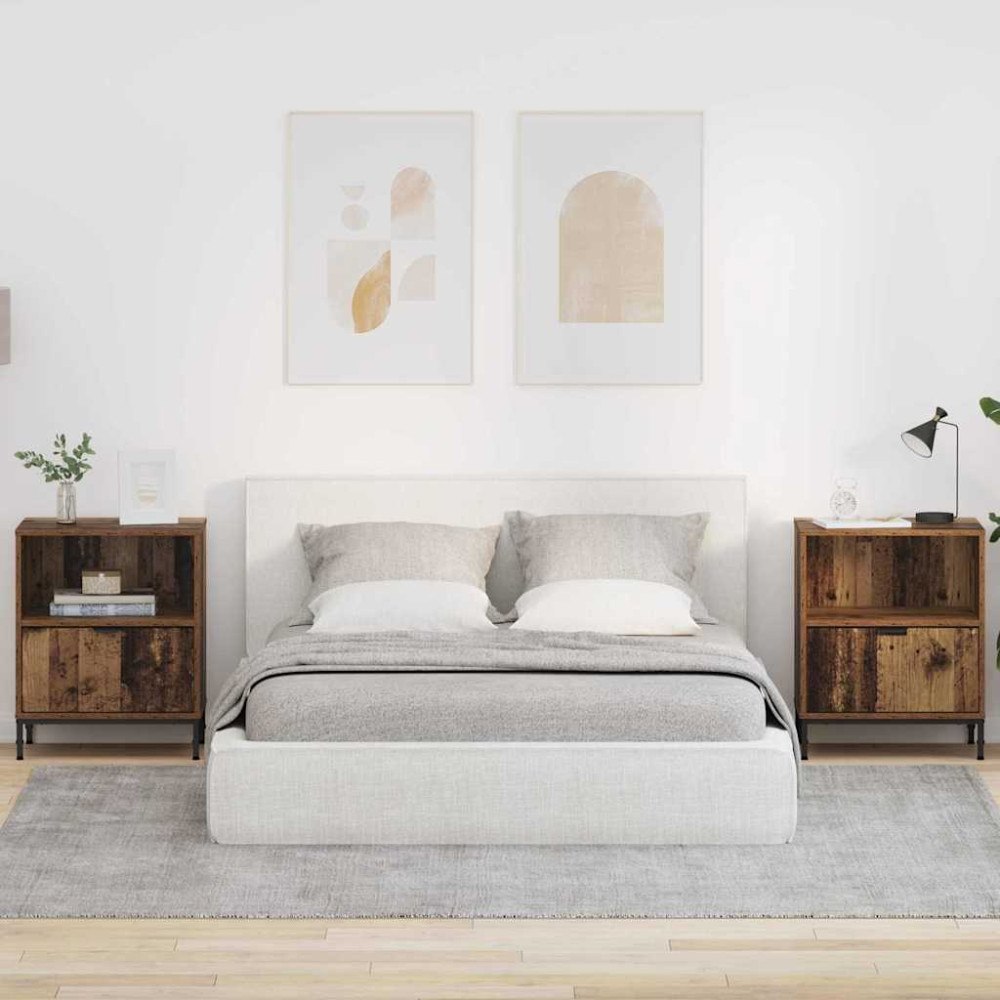 vidaXL Sängbord 2 pcs Gammalt trä 49 x 36 x 61 cm Konstruerat trä