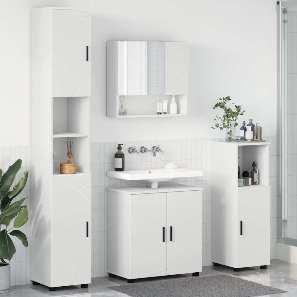 vidaXL Badrumsmöbelset 4 pcs Vit 61 x 35 x 64 cm Konstruerat trä