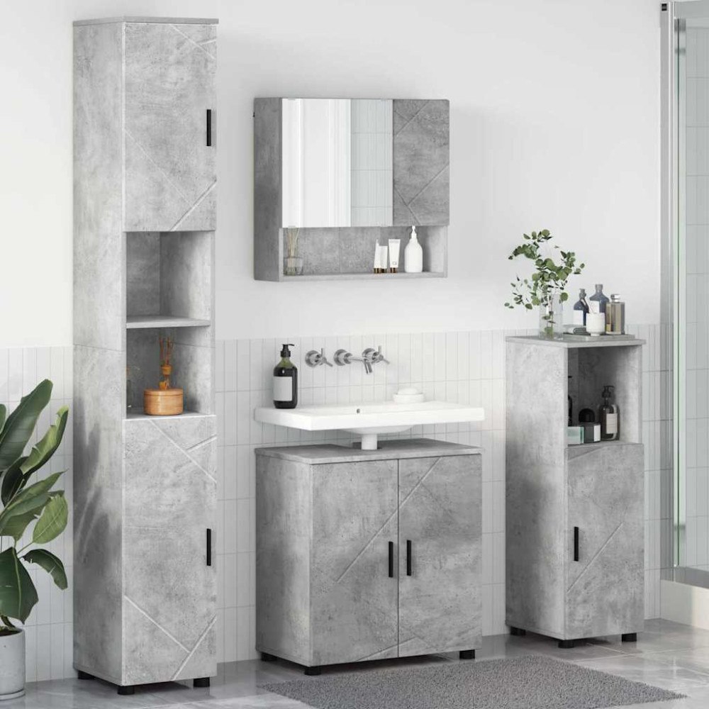 vidaXL Badrumsmöbelset 4 pcs Betonggrå 61 x 35 x 64 cm Konstruerat trä