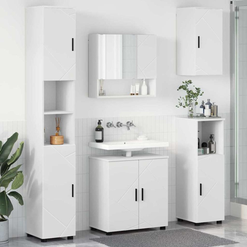 vidaXL Badrumsmöbelset 5 pcs Vit 61 x 35 x 64 cm Konstruerat trä