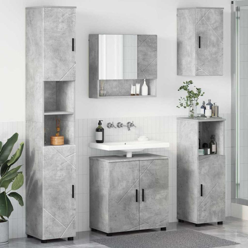 vidaXL Badrumsmöbelset 5 pcs Betonggrå 61 x 35 x 64 cm Konstruerat trä