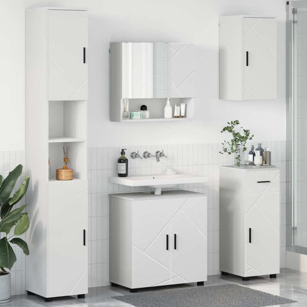 vidaXL Badrumsmöbelset 5 pcs Vit 61 x 35 x 64 cm Konstruerat trä