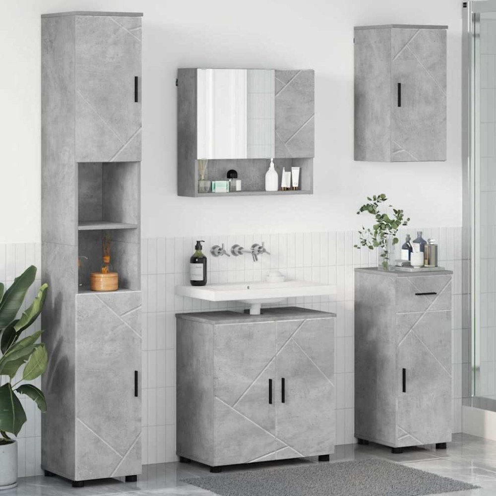 vidaXL Badrumsmöbelset 5 pcs Betonggrå 61 x 35 x 64 cm Konstruerat trä