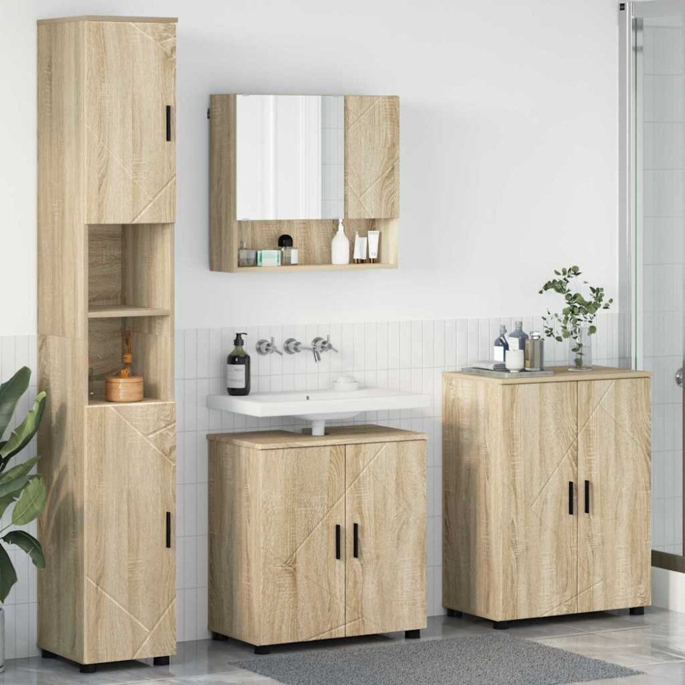 vidaXL Badrumsmöbelset 4 pcs Sonoma ek 61 x 35 x 64 cm Konstruerat trä