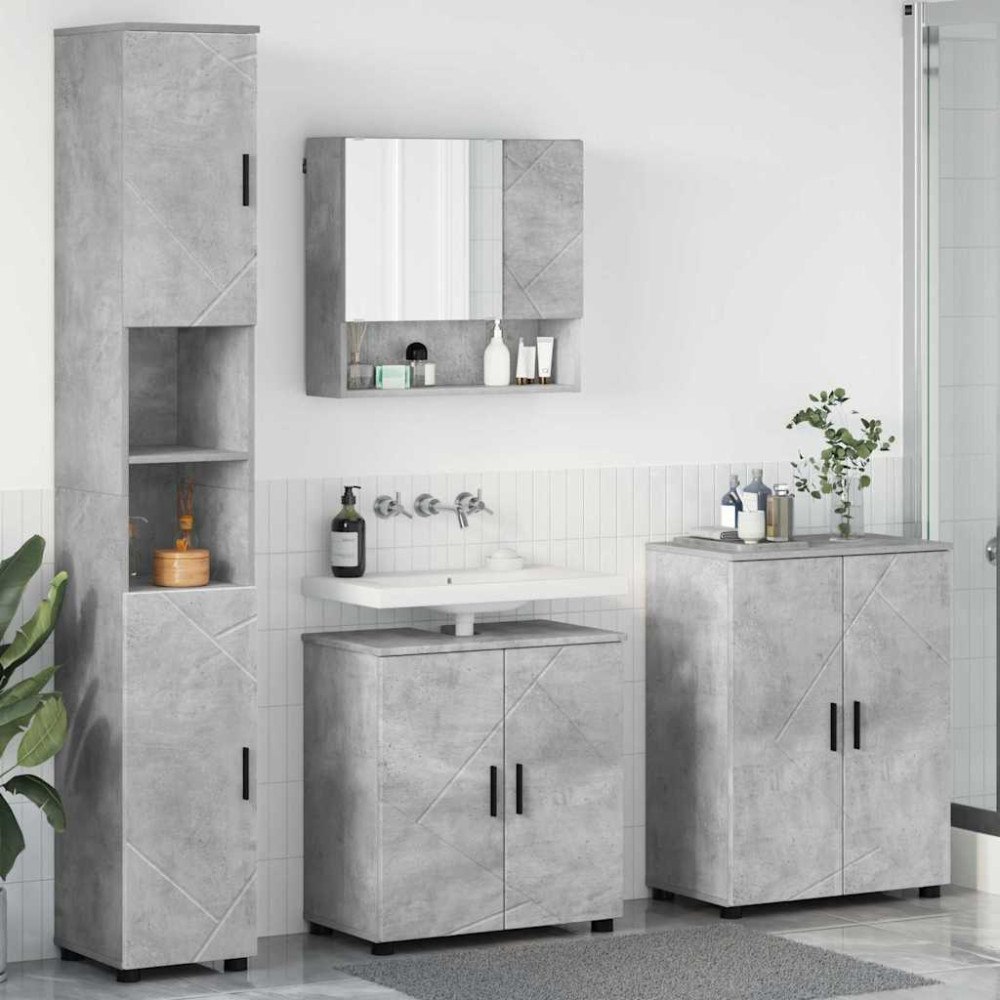 vidaXL Badrumsmöbelset 4 pcs Betonggrå 61 x 35 x 64 cm Konstruerat trä