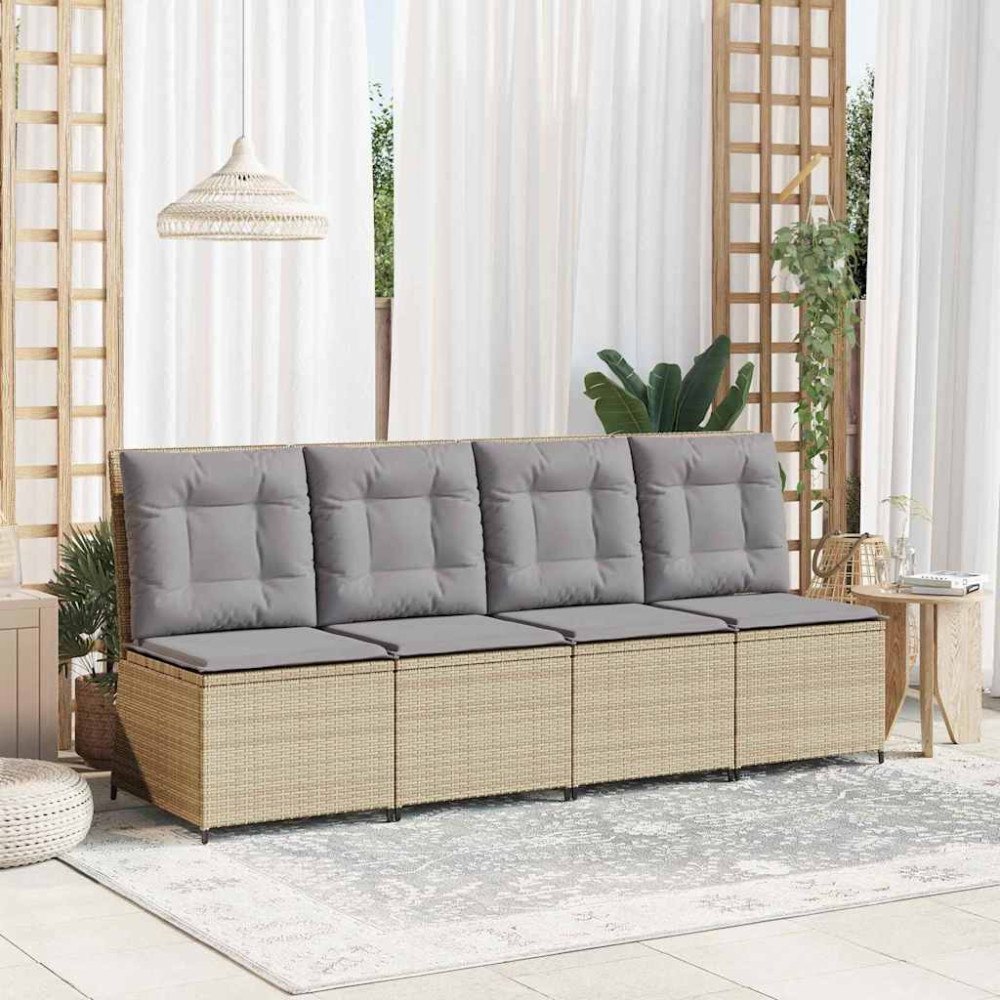 vidaXL Trädgårdsoffa med kudde Beige Poly rattan