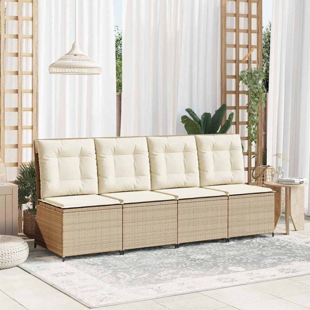 vidaXL Trädgårdsoffa med kudde Beige Poly rattan