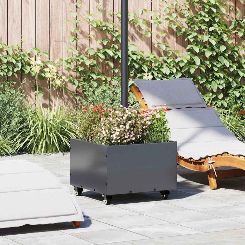 vidaXL Parasolbas med planterare Antracit 45 x 45 x 45 cm Stål