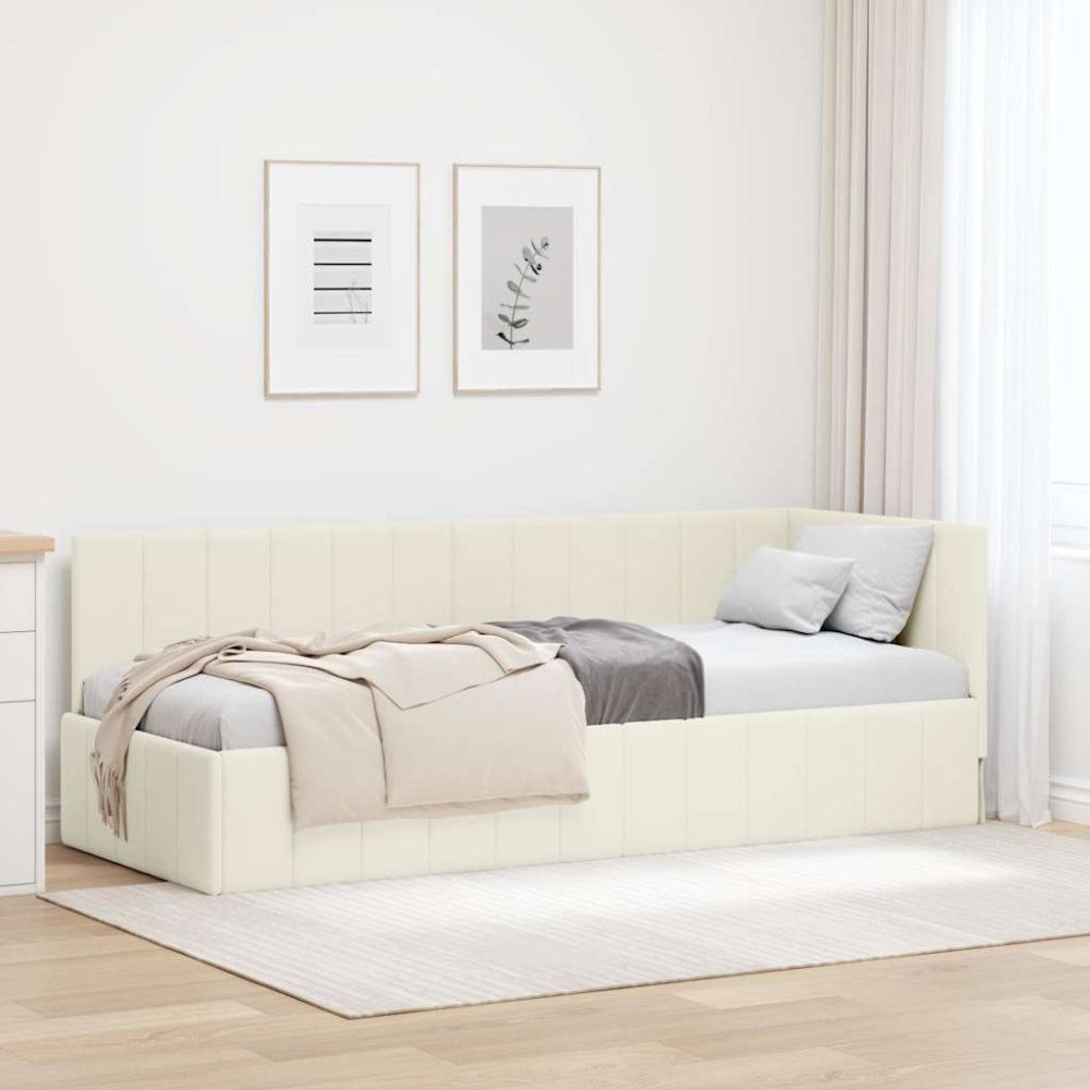 vidaXL Hörn Sängram med huvudgavel Kräm 80 x 200 cm Sammet