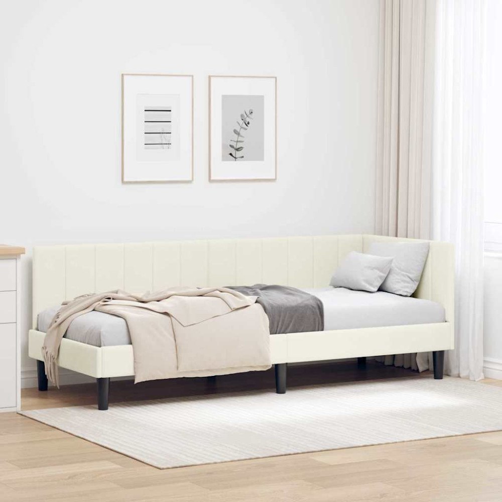 vidaXL Hörn Sängram med huvudgavel Kräm 80 x 200 cm Sammet