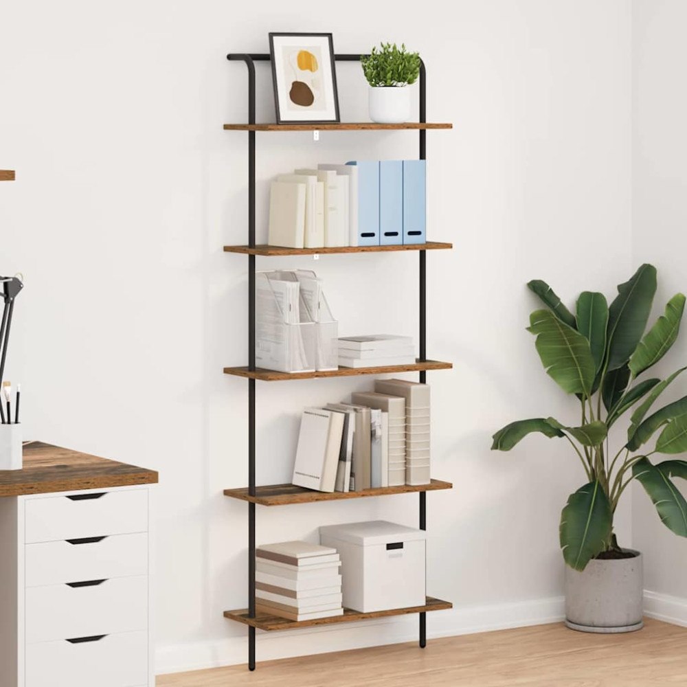 vidaXL Hyllsystem Gammalt trä 60 x 24 x 168 cm Konstruerat trä