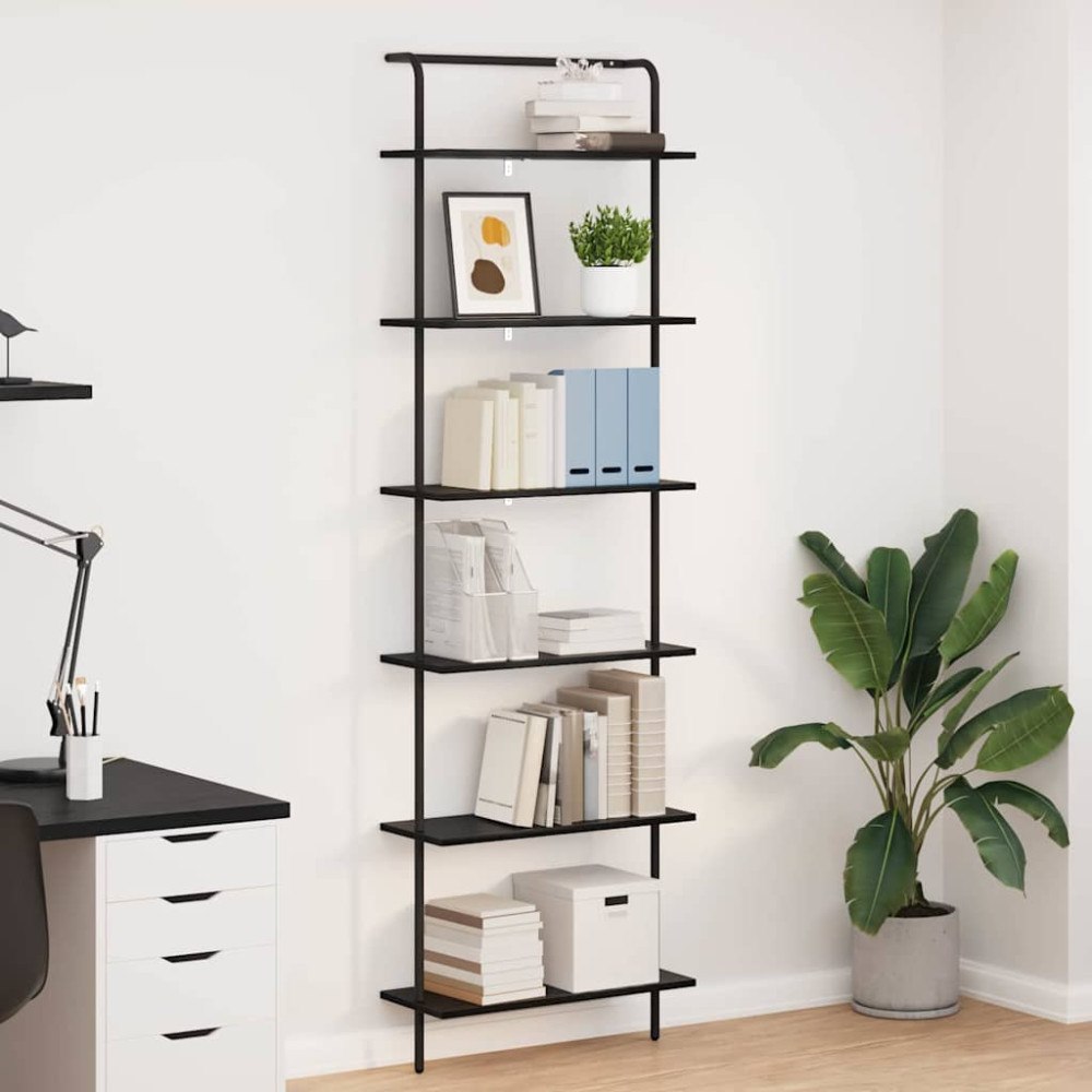 vidaXL Hyllsystem Svart ek 60 x 24 x 203 cm Konstruerat trä