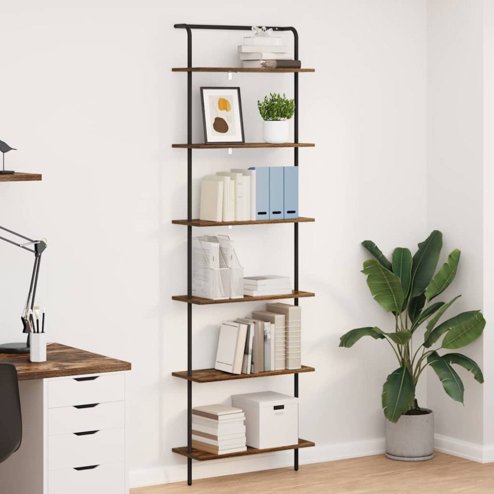 vidaXL Hyllsystem Rökfärgad ek 60 x 24 x 203 cm Konstruerat trä