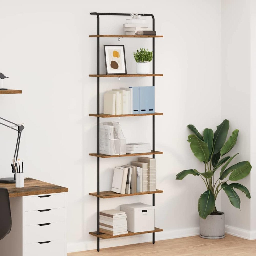 vidaXL Hyllsystem Gammalt trä 60 x 24 x 203 cm Konstruerat trä