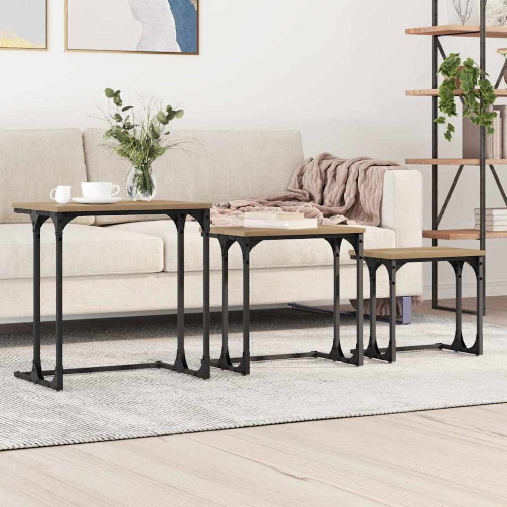 vidaXL Nesting Kaffe Bord 3 pcs artisan ek 50.5 x 35 x 53 cm