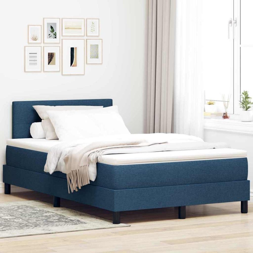vidaXL Kontinentalsäng med madrass Mörkblå 120 x 190 cm tyg