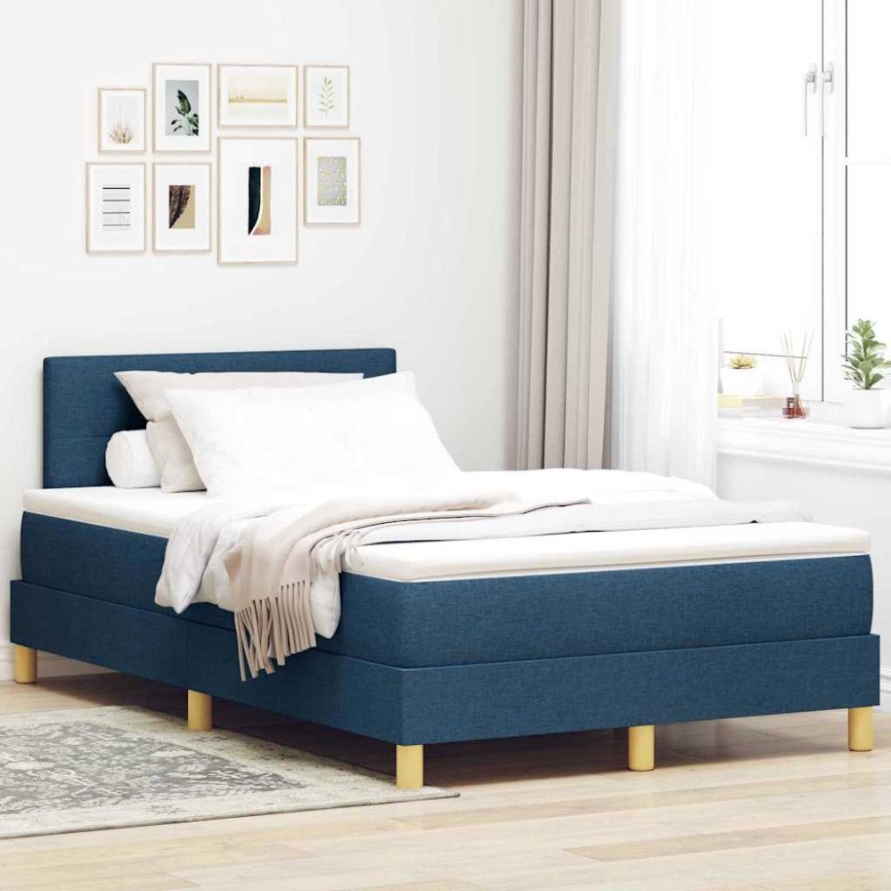vidaXL Kontinentalsäng med madrass med madrass Blå 120 x 190 cm tyg