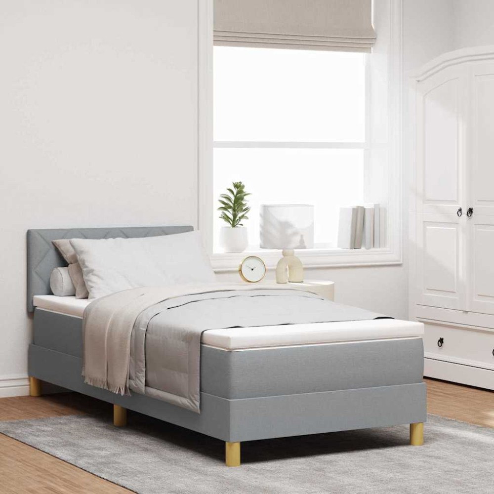 vidaXL Kontinentalsäng med madrass med madrass Ljusgrå 90 x 190 cm tyg
