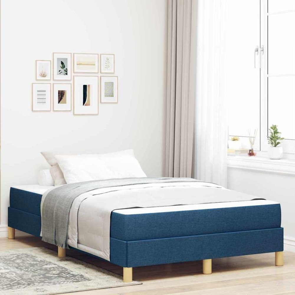 vidaXL Bäddfjäder Blå och Brun 120 x 190 cm Tyg och Konstruerat trä
