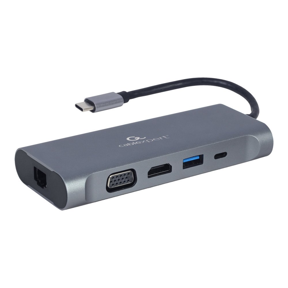 Gembird Cablexpert A-CM-COMBO7-01 - dockningsstation - USB-C 3.1 - HDMI, VGA - 1GbE