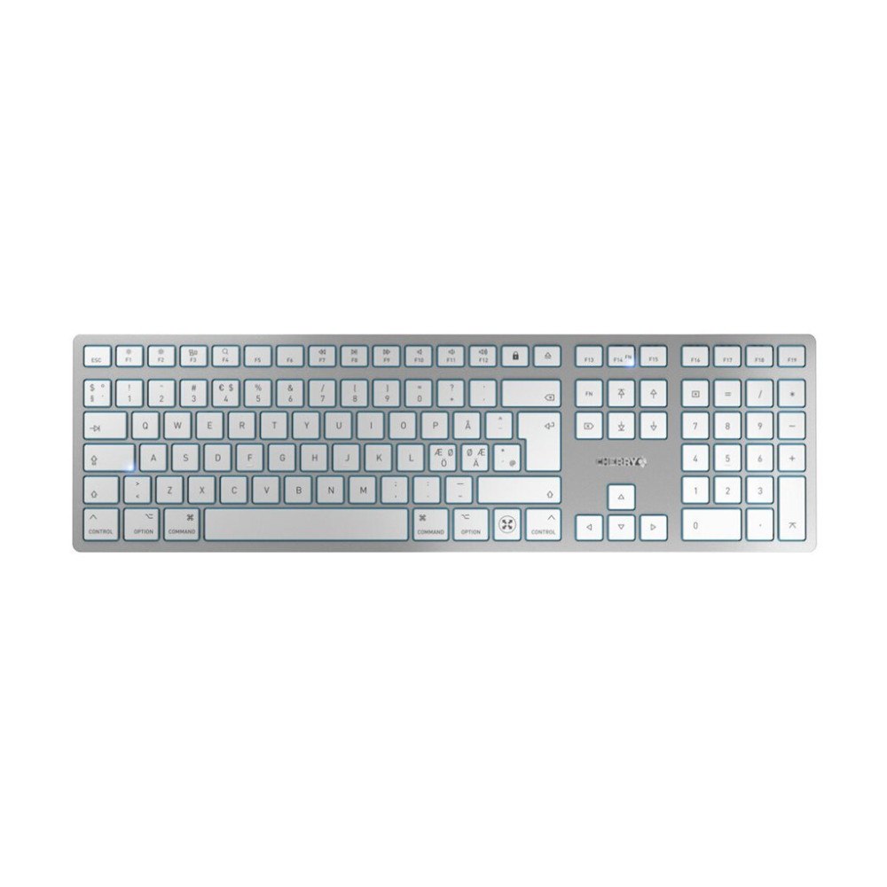CHERRY CHERRY KW 9100 SLIM - tangentbord - hela norden - silver, vit Inmatningsenhet
