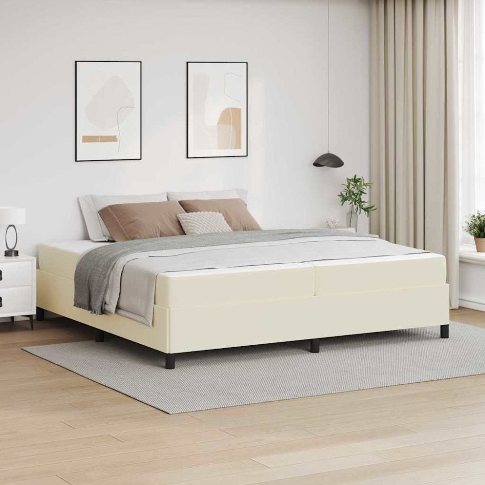 vidaXL Sängram med madrass med madrass Kräm 200 x 200 cm Konstläder