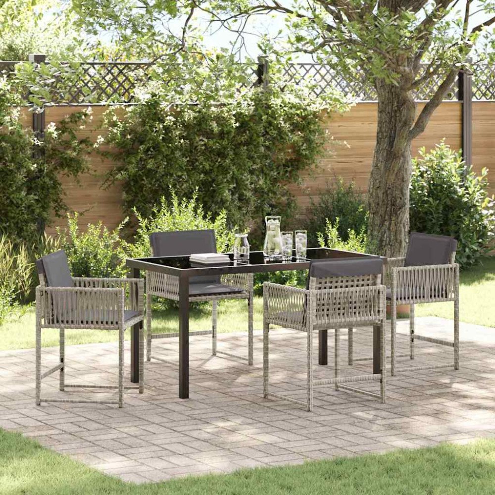 vidaXL Trädgårdsmöbelset 5 pcs Ljusgrå konstrotting