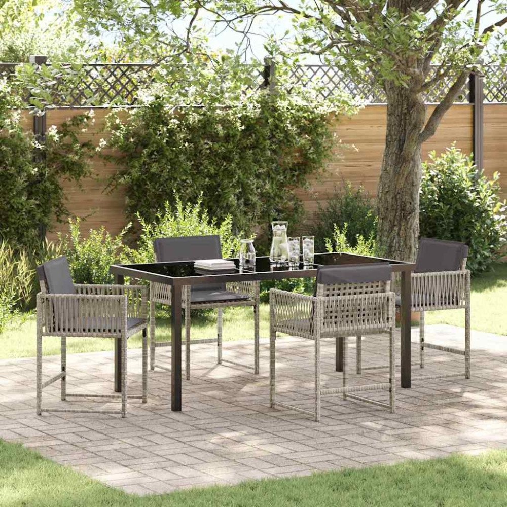 vidaXL Trädgårdsmöbelset 5 pcs Ljusgrå konstrotting