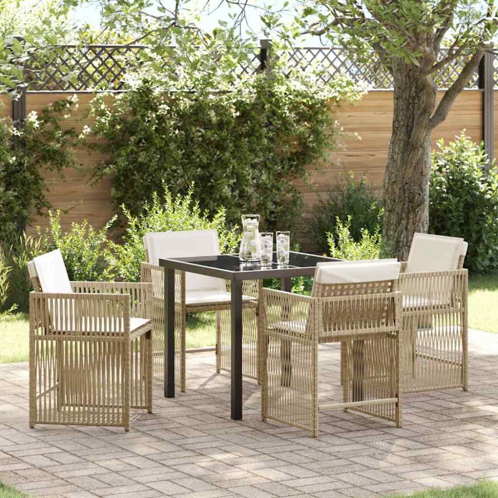 vidaXL Trädgårdsmöbelset 5 pcs Beige konstrotting