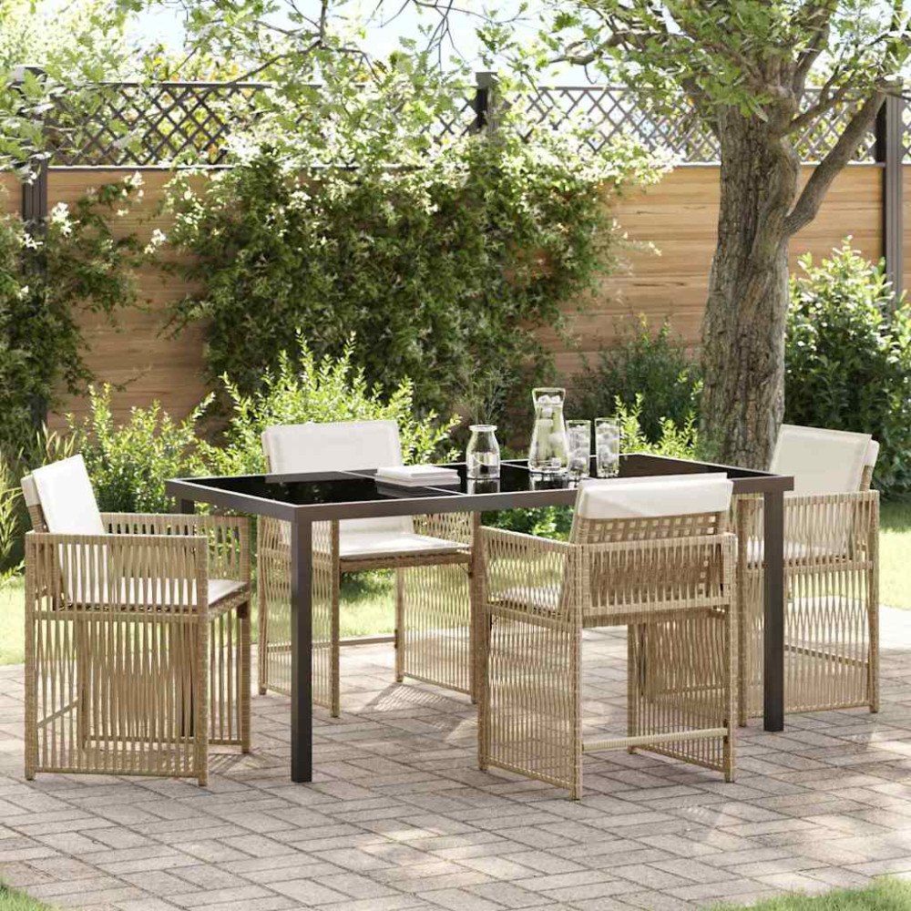 vidaXL Trädgårdsmöbelset 5 pcs Beige konstrotting