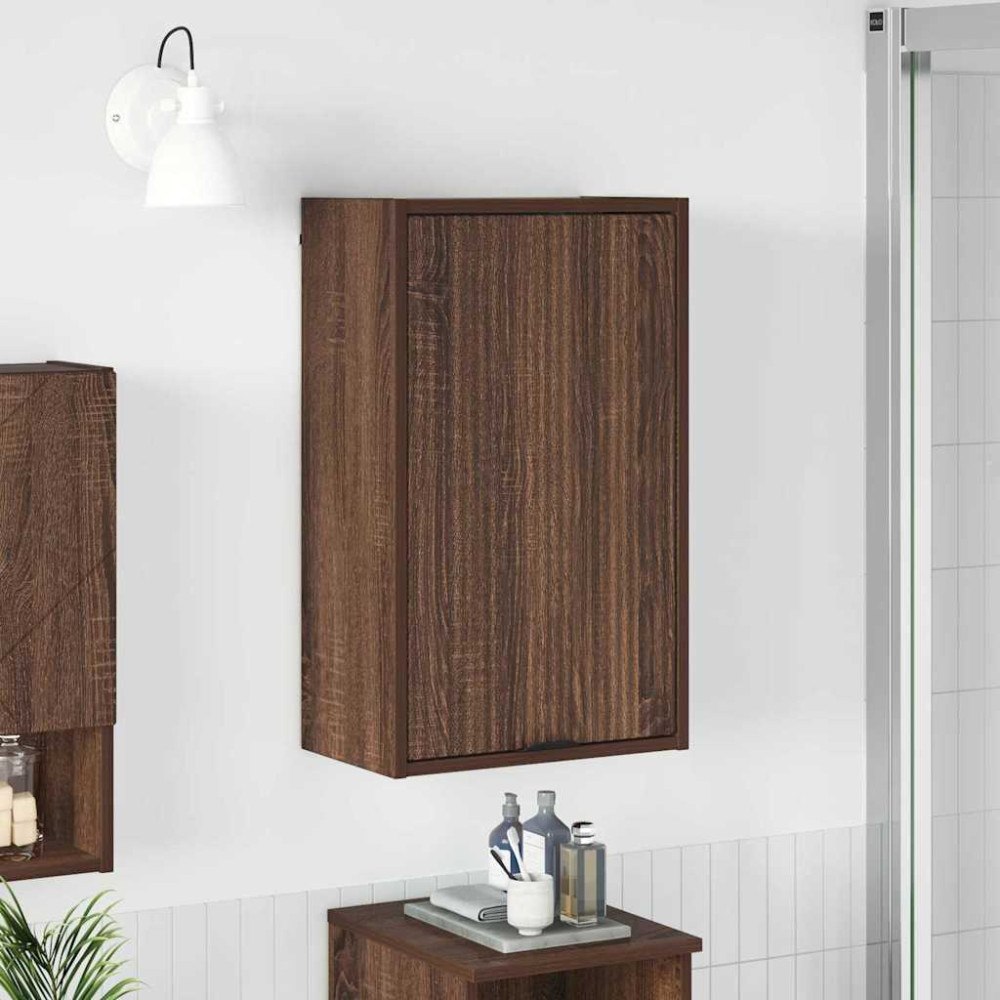 vidaXL Badrumsskåp Brun Ek 39 x 23,5 x 65 cm Konstruerat trä, Metall