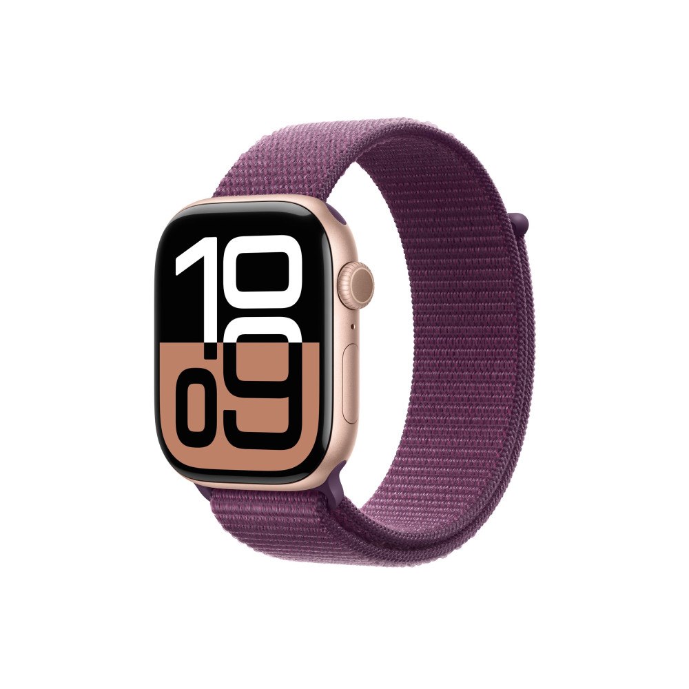 Apple Apple Watch Series 10 (GPS + Cellular) - guldrosa aluminium - smart klocka med sportögla - plommonfärgat - 64 GB