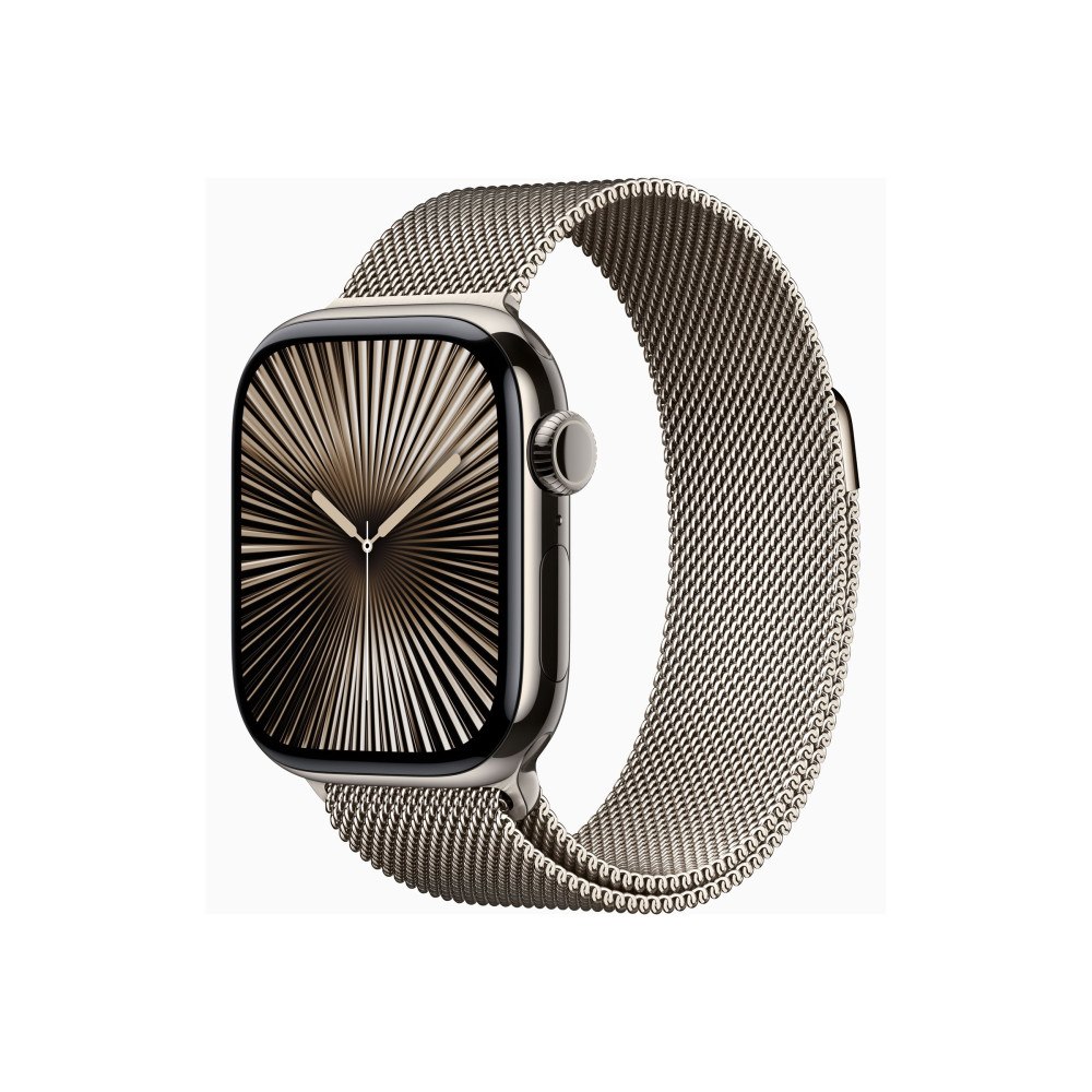 Apple Apple Watch Series 10 (GPS + Cellular) - naturlig titan - smart klocka med milanesisk loop - naturlig - 64 GB