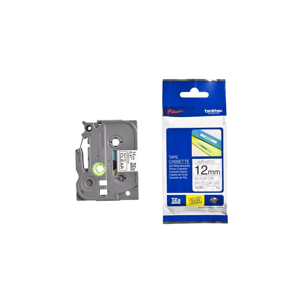 Brother Tape BROTHER TZEM31 12mm sv på klar matt