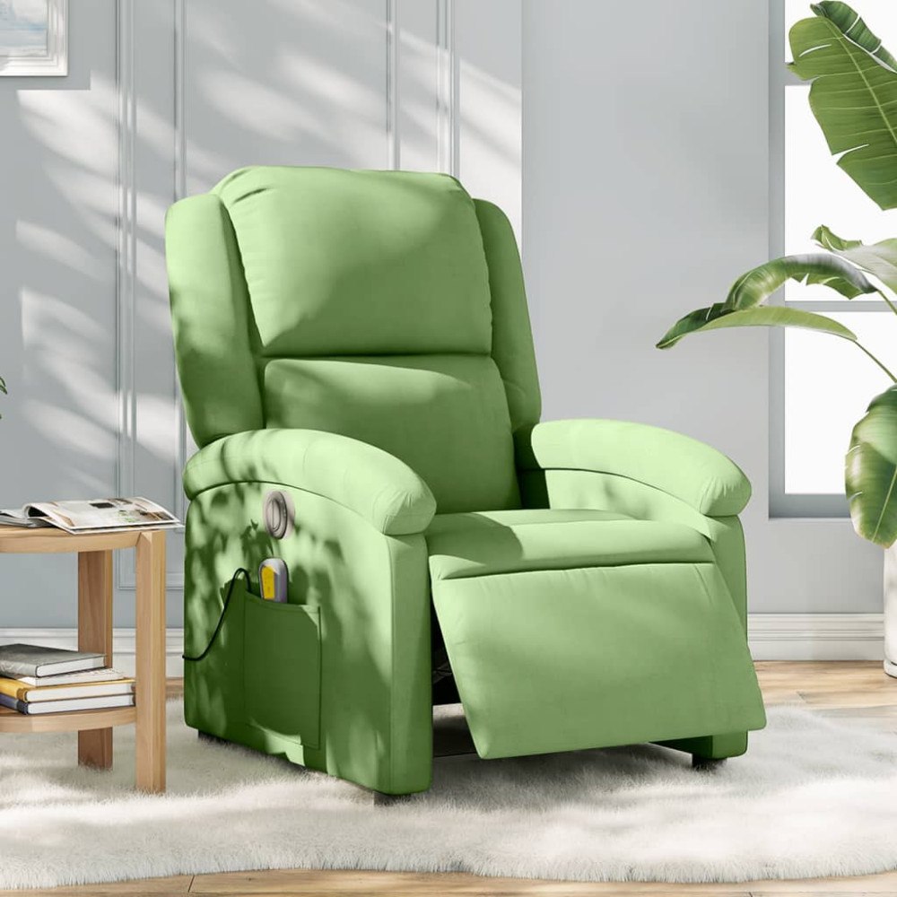 vidaXL Elektrisk massagefåtölj ljusgrön sammet