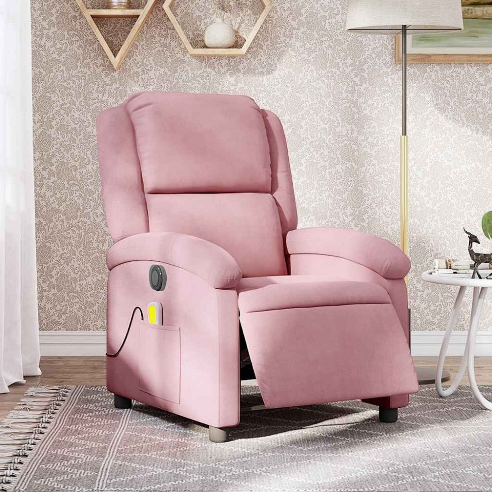 vidaXL Elektrisk massagefåtölj rosa sammet