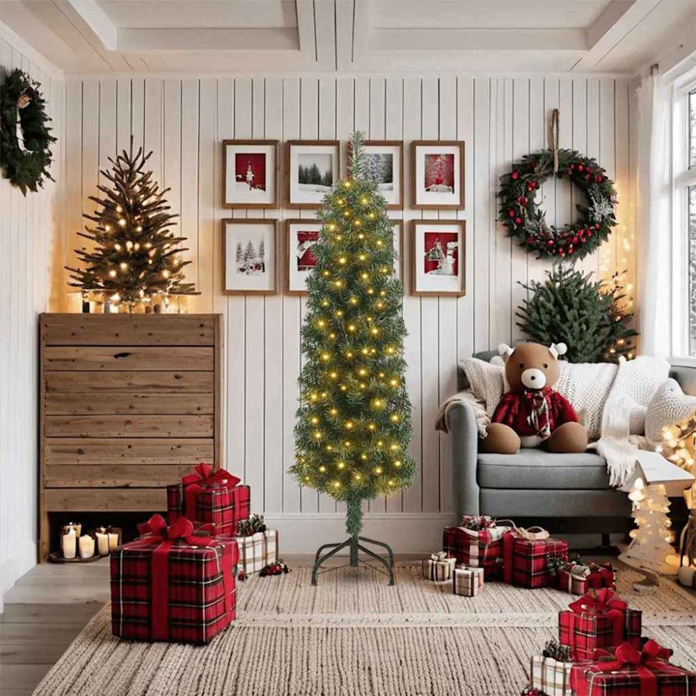 vidaXL Konstgjord julgran Grön 180 cm PVC och stål och plast