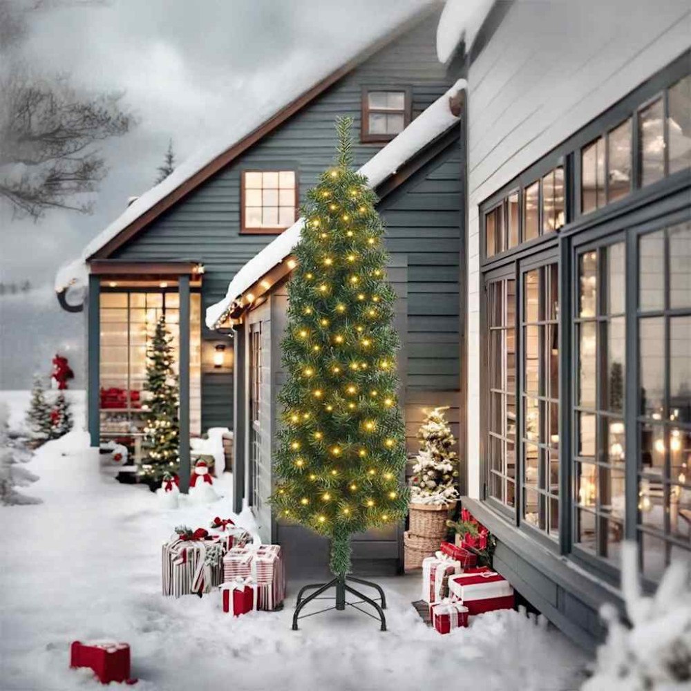 vidaXL Konstgjord julgran Grön 240 cm PVC och stål och plast