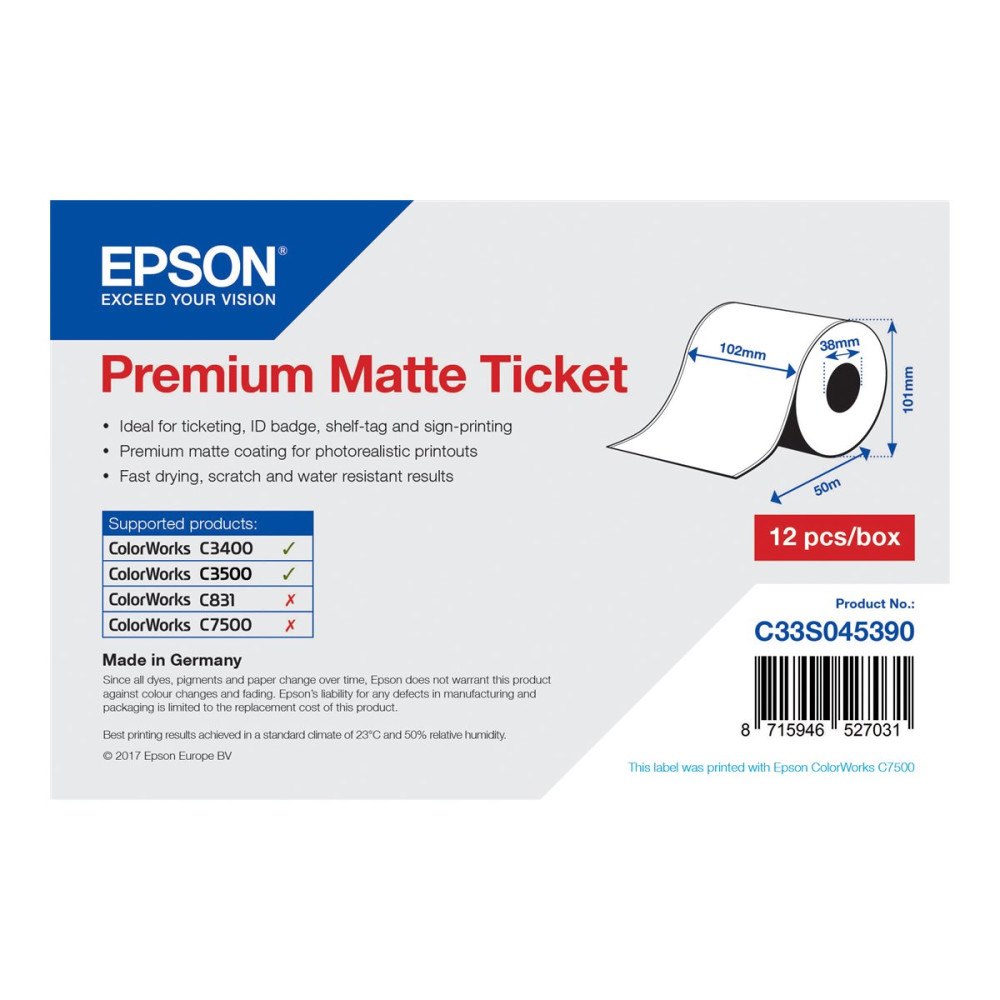 EPSON Epson Premium - biljetter - matt - 1 rulle (rullar) - Rulle (10,2 cm x 50 m)